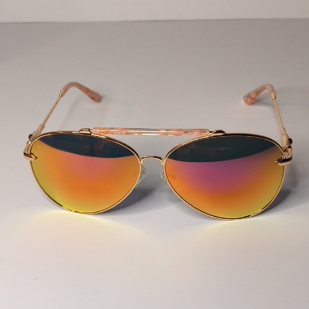Orange Gold Aviator Sunglasses